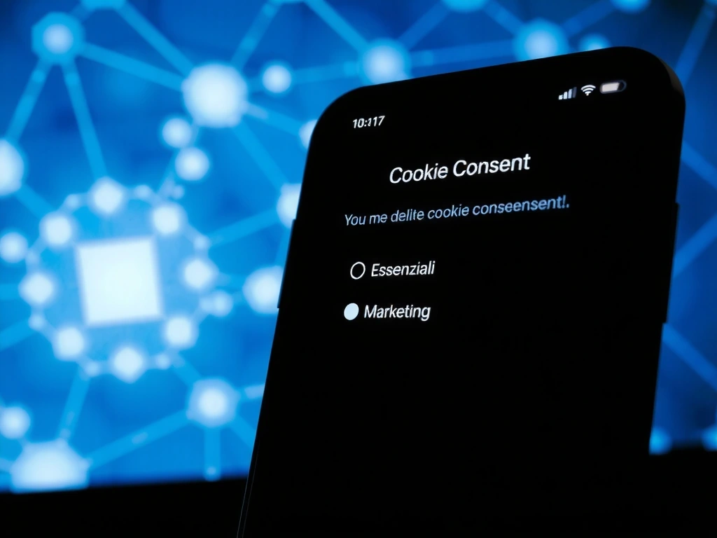 Interfaccia di gestione cookie su dispositivo mobile